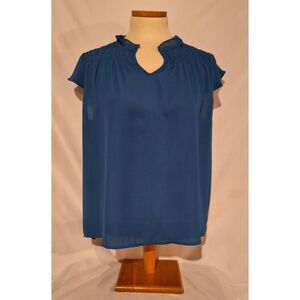 Papermoon Womens Adalia Smocked Detail Blouse‎ Blue Size Medium NEW